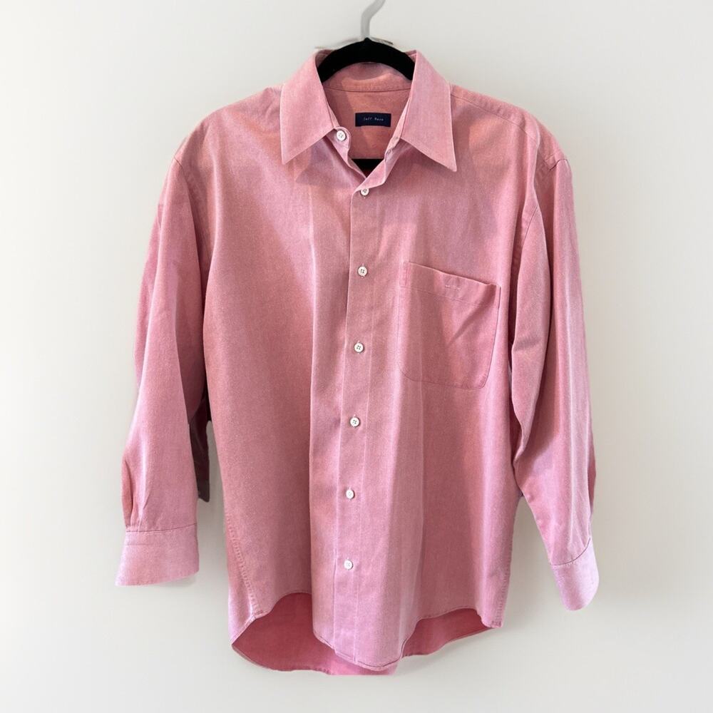 Jeff Rose Men's M Button Down Shirt Made In Italy 100% Cotton Long Sleeve Pink